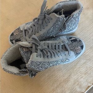 P448 Glittery Gray High-Top Sneakers
